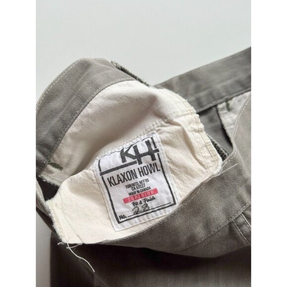 KLAXON HOWL Army Green 100% Cotton Twill Wide Leg Cropped Sailor Pants, Size 28 - Picture 9 of 13